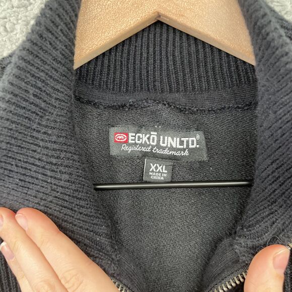 Vintage Ecko Unltd Jacket 2XL Zip Ribbed Mock Neck Black Biker Street XXL Y2K - Picture 6 of 15
